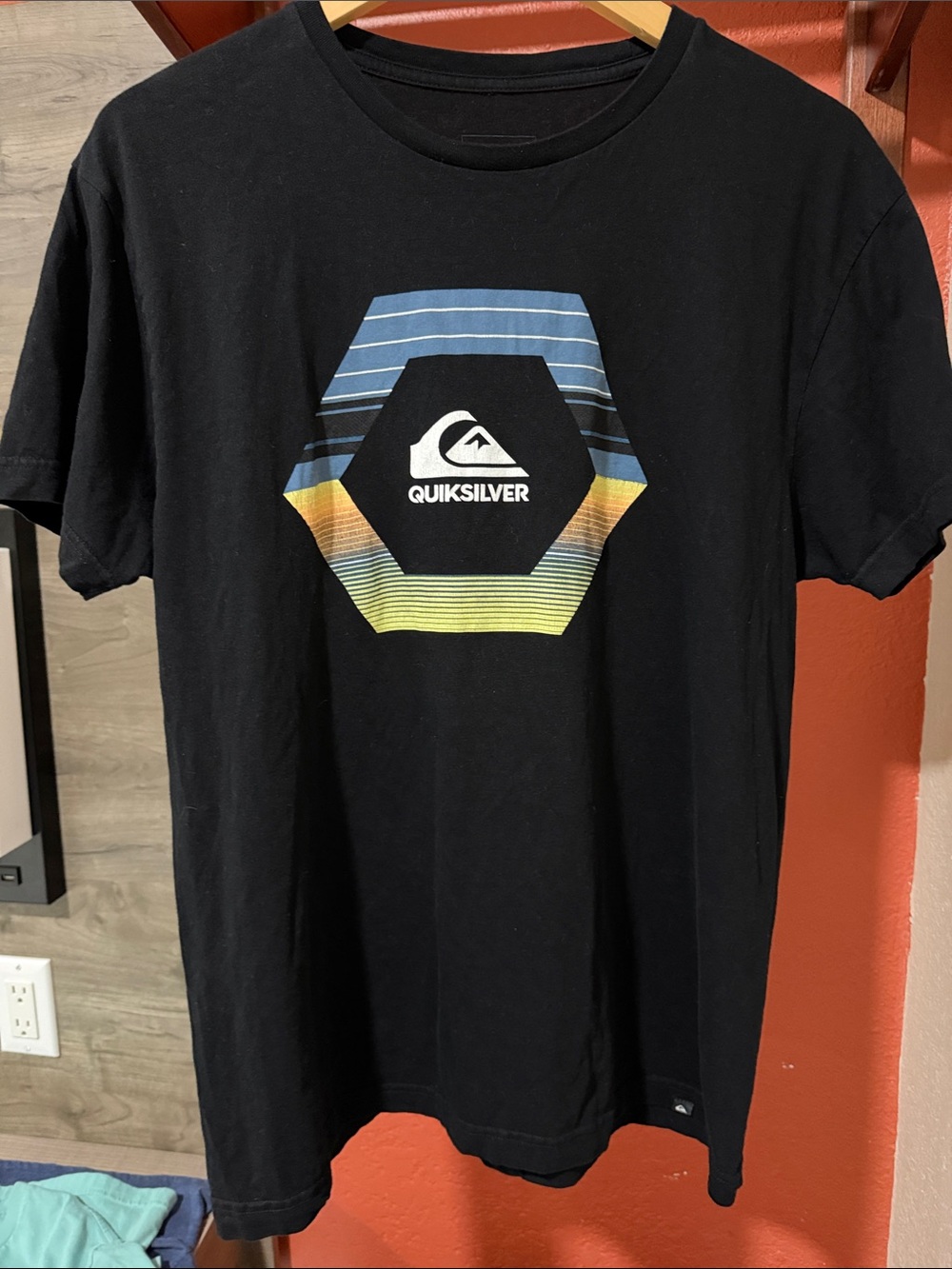 Quiksilver Black Short-Sleeve Tee with Multicolor Hex Logo